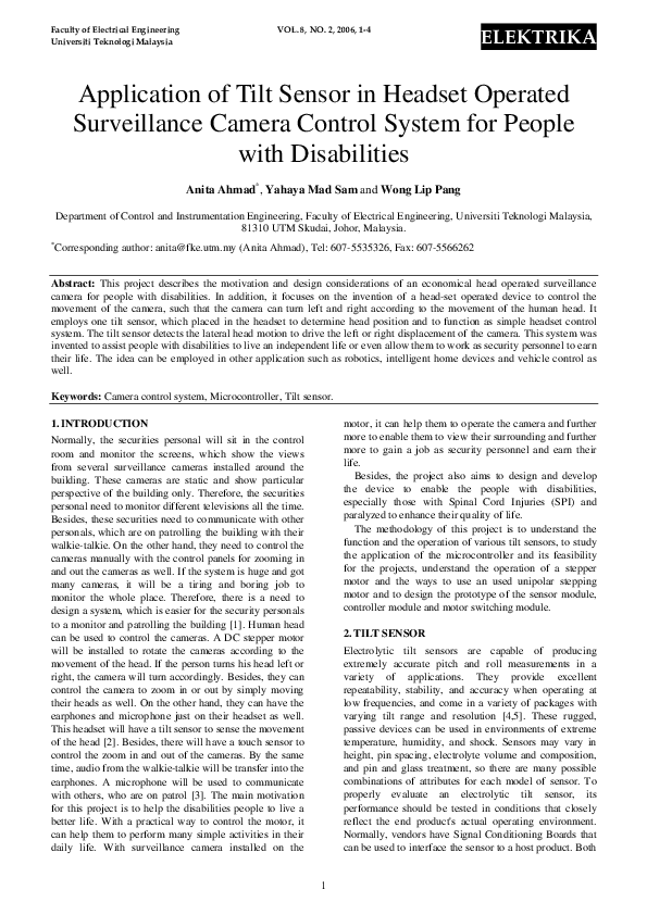 (PDF) Surveillance Camera Control System for People with Disabilities