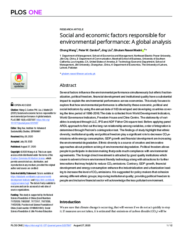 (PDF) Social and economic factors responsible for environmental ...