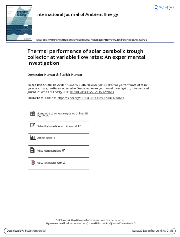 (PDF) Thermal performance of the solar parabolic trough collector at ...