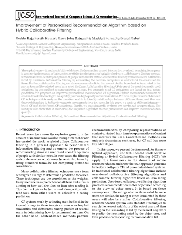 (PDF) Improvement of Personalized Recommendation Algorithm Based on ...