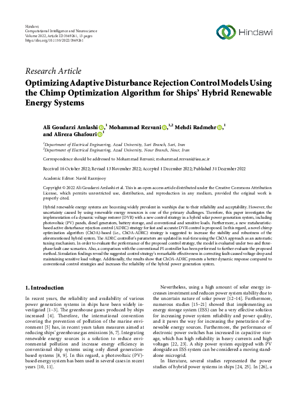 (PDF) Optimizing Adaptive Disturbance Rejection Control Models Using ...