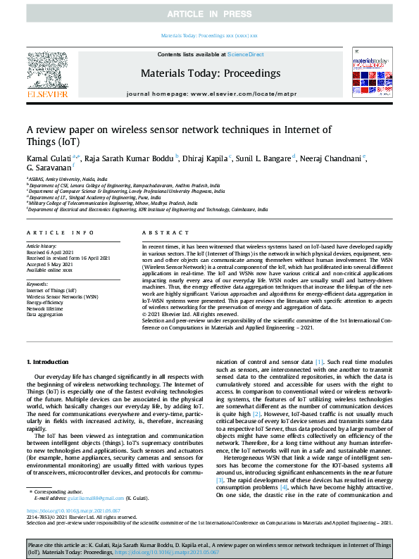 (PDF) A review paper on wireless sensor network techniques in Internet ...