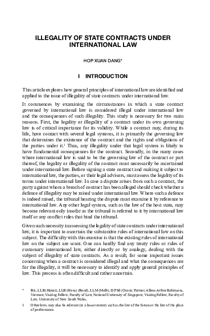 (PDF) Illegality of State Contracts under International Law