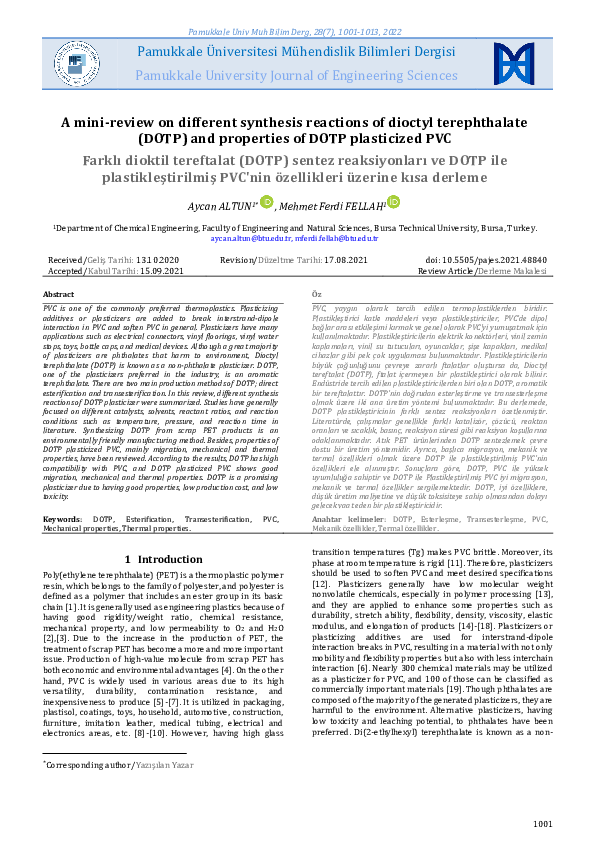 (PDF) A mini-review on different synthesis reactions of dioctyl ...