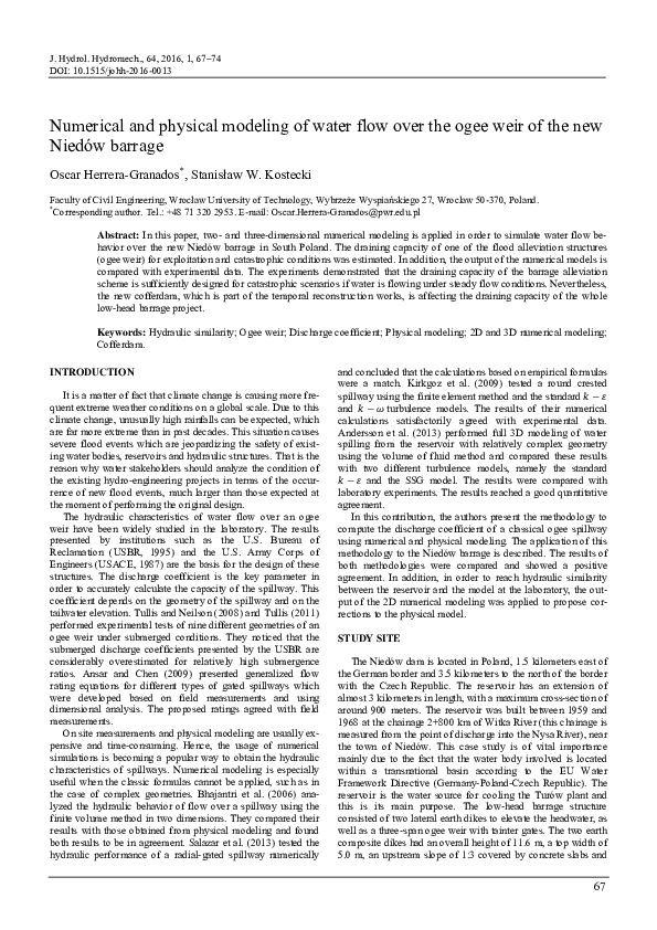 (PDF) Numerical and physical modeling of water flow over the ogee weir ...