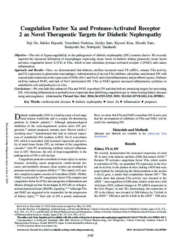 (PDF) Coagulation Factor Xa and Protease-Activated Receptor 2 as Novel ...