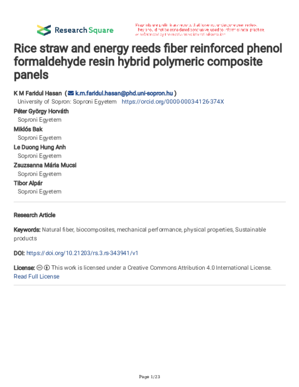 (PDF) Rice straw and energy reeds fiber reinforced phenol formaldehyde ...