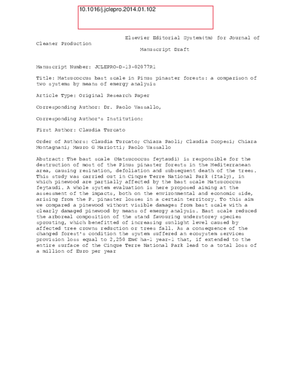 (PDF) Matsucoccus bast scale in Pinus pinaster forests: a comparison of ...
