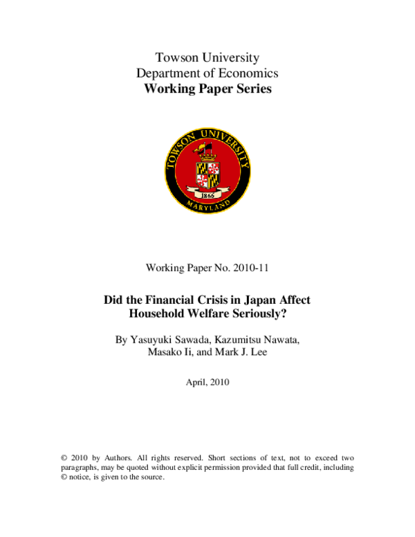 (PDF) Did the Financial Crisis in Japan Affect Household Welfare Seriously?