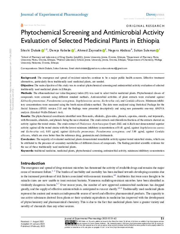 (PDF) Phytochemical screening and antimicrobial activities of candle ...