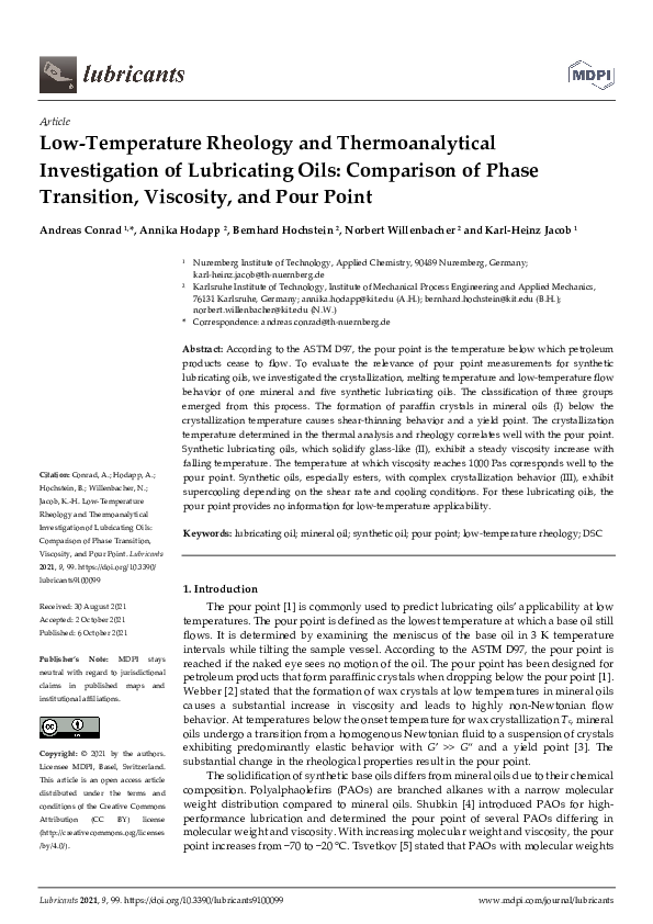 (PDF) Low-Temperature Rheology and Thermoanalytical Investigation of ...