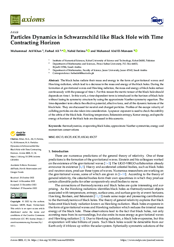(PDF) Particles Dynamics in Schwarzschild like Black Hole with Time ...