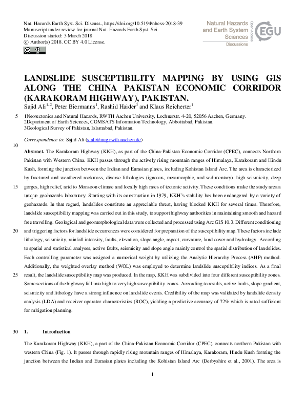 (PDF) Landslide susceptibility mapping by using GIS along the China ...