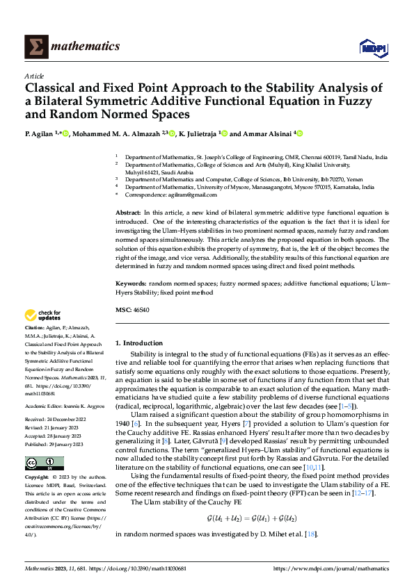 (PDF) Classical and Fixed Point Approach to the Stability Analysis of a ...