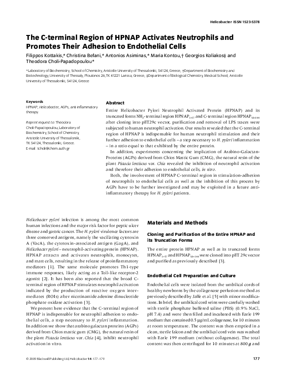 (PDF) The C-terminal Region of HPNAP Activates Neutrophils and Promotes ...