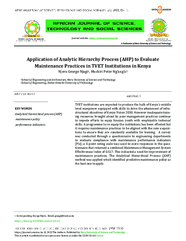 (PDF) Application of analytic hierarchy process (AHP) to evaluate ...