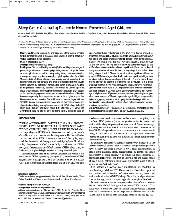 (PDF) Sleep Cyclic Alternating Pattern in Normal Preschool-Aged Children