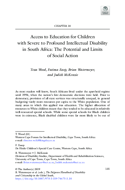 (PDF) Access to Education for Children with Severe to Profound ...