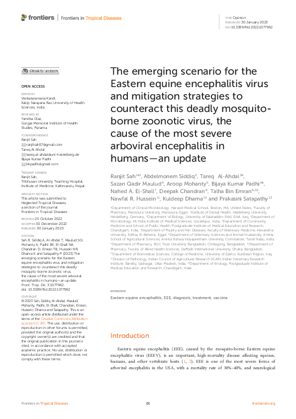 (PDF) The emerging scenario for the Eastern equine encephalitis virus ...