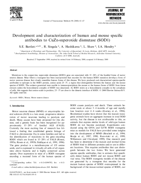 (PDF) Development and characterization of human and mouse specific ...