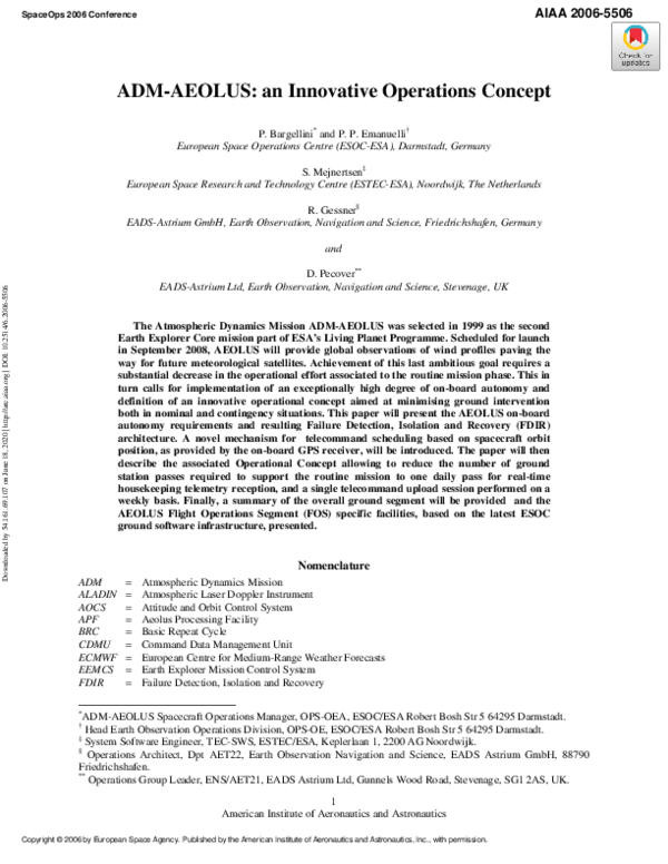 (PDF) ADM-AEOLUS: An Innovative Operations Concept