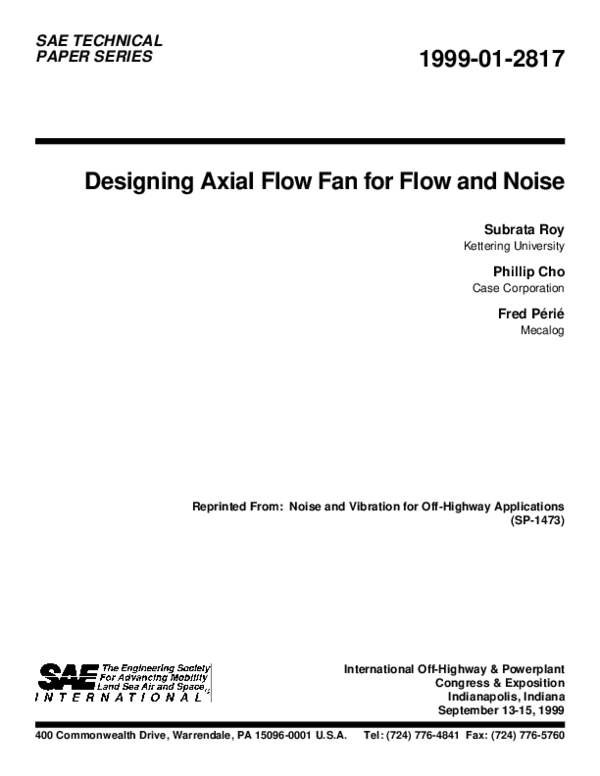 (PDF) Designing Axial Flow Fan for Flow and Noise
