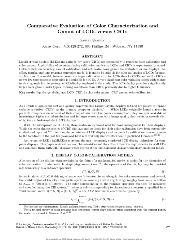 (PDF) Comparative evaluation of color characterization and gamut of LCD ...