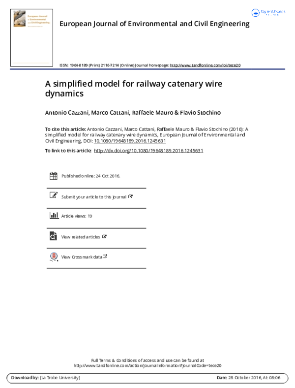(PDF) A simplified model for railway catenary wire dynamics Antonio