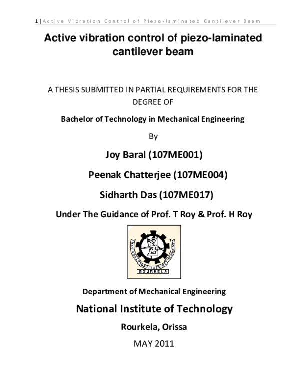 (PDF) Active vibration control of piezolaminated cantilever beam Joy