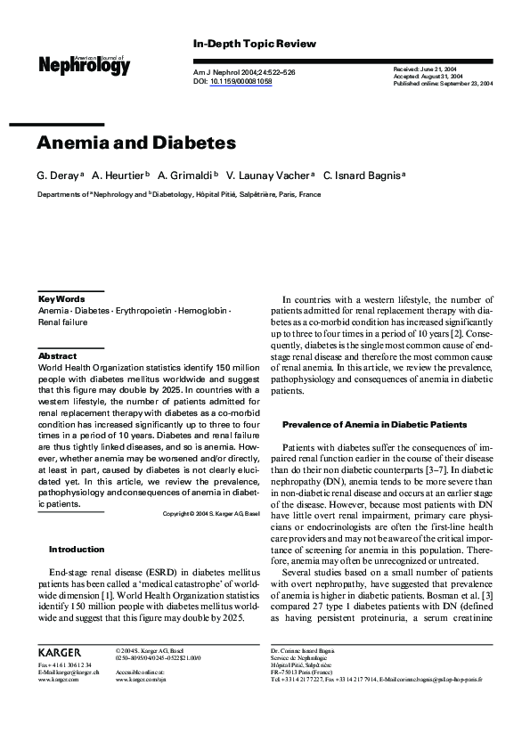 Anemia And Diabetes