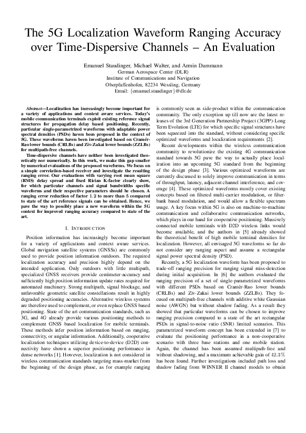 (PDF) The 5G Localization Waveform Ranging Accuracy over Time ...