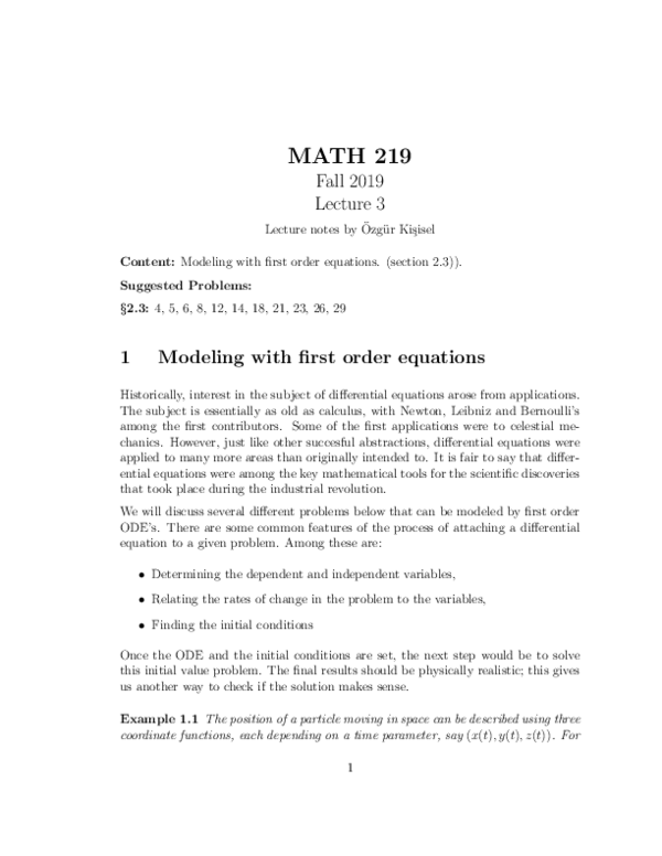 Pdf Differential Equations Lecture Notes No 3 Pdf Differential Equations Lecture Notes No 3