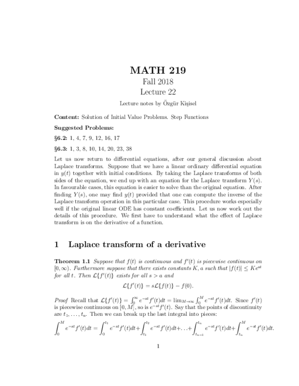 Pdf Differential Equations Lecture Notes No 22 Pdf Differential Equations Lecture Notes No 22