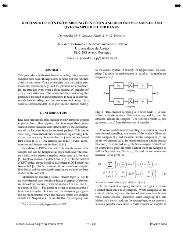 (PDF) Reconstruction from missing function and derivative samples and ...