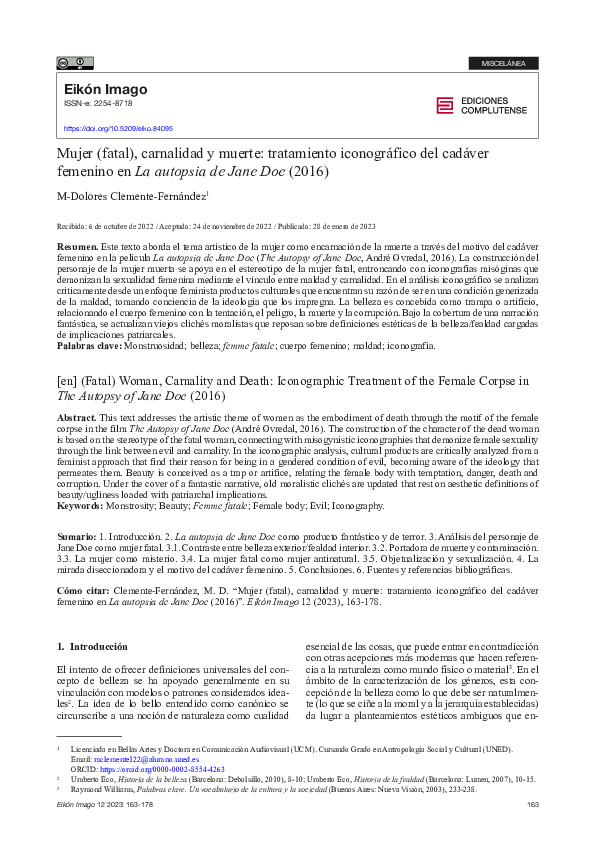 (PDF) Mujer (fatal), carnalidad y muerte: tratamiento iconográfico del ...