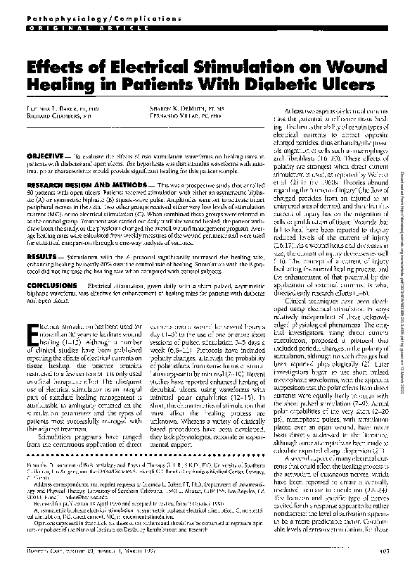 (PDF) Effects of Electrical Stimulation on Wound Healing in Patients ...