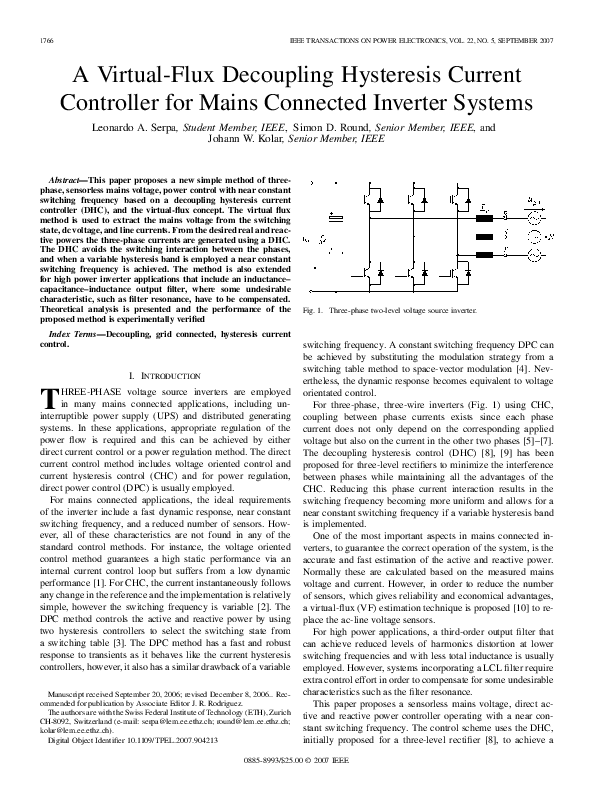 (PDF) A Virtual-Flux Decoupling Hysteresis Current Controller for Mains ...
