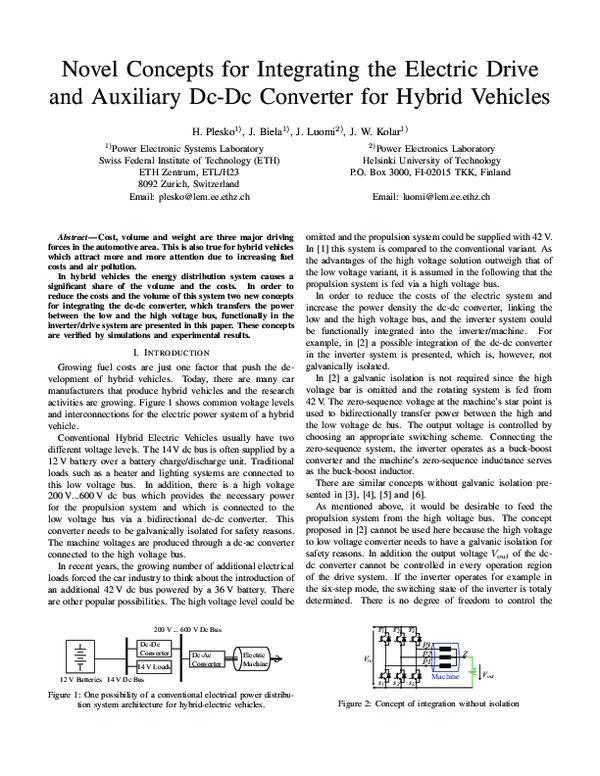 (PDF) Novel Concepts for Integrating the Electric Drive and Auxiliary ...