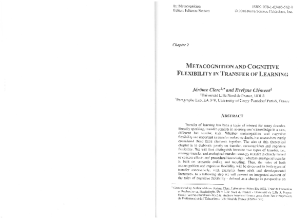 (PDF) Metacognition and Cognitive Flexibility in Transfer of Learning