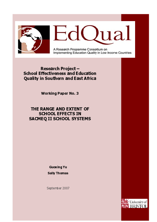 (PDF) Research Project – School Effectiveness and Education Quality in ...