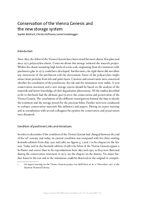 (PDF) Conservation of the Vienna Genesis and the new storage system