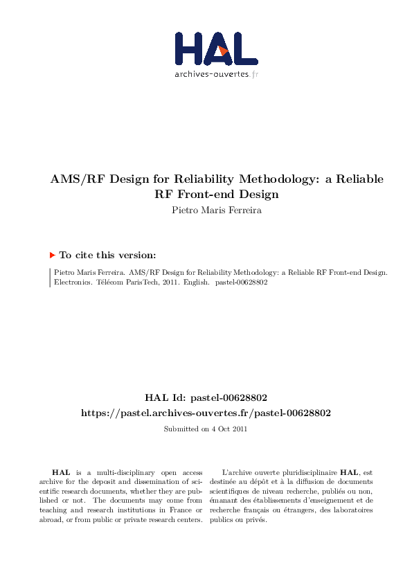 (PDF) AMS/RF Design for Reliability Methodology: a Reliable RF Front ...