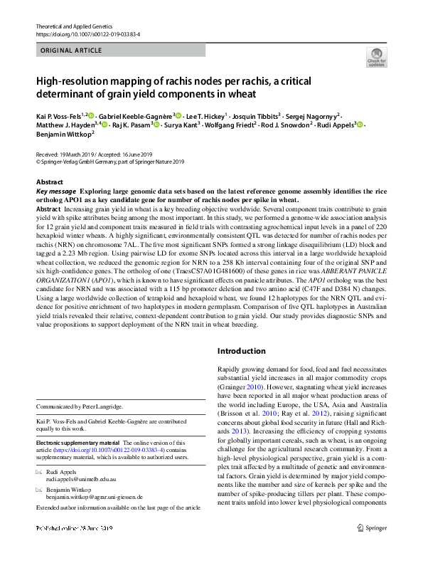 (PDF) High-resolution mapping of rachis nodes per rachis, a critical ...