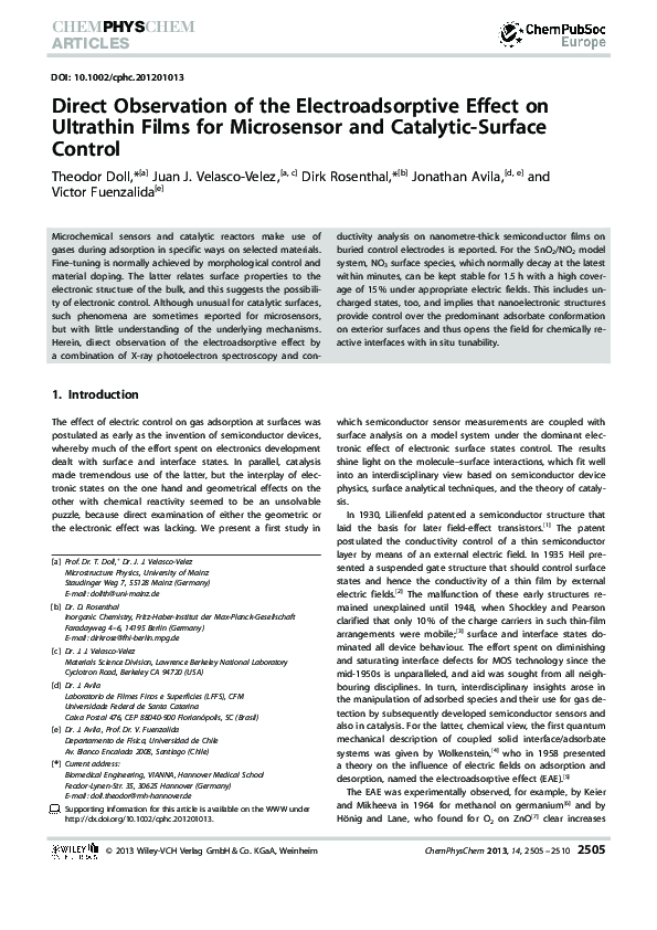 (PDF) Direct Observation of the Electroadsorptive Effect on Ultrathin ...