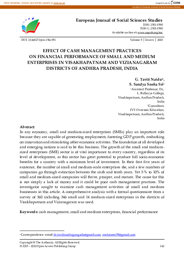 (PDF) Effect of Cash Management Practices on Financial Performance of ...