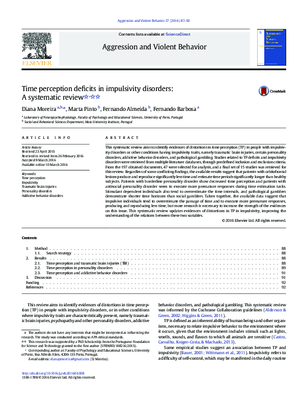 (PDF) Time Perception Deficits in Impulsivity Disorders: A Systematic ...