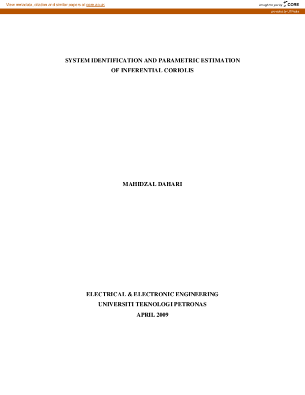 (PDF) System Identification and Parametric Estimationof Inferential ...