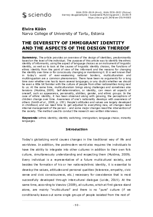 (PDF) The Diversity of Immigrant Identity and the Aspects of the Design ...