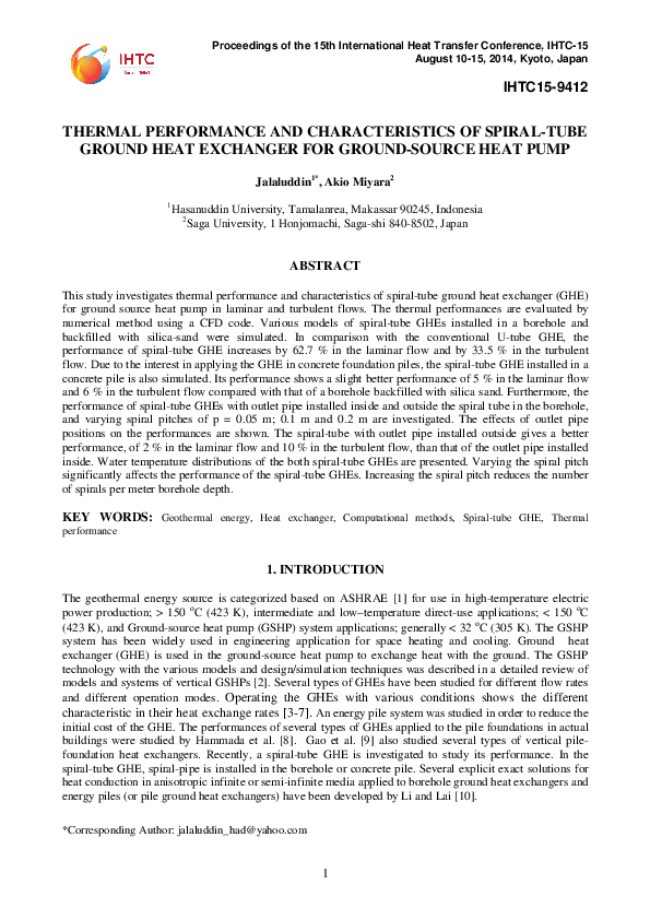 (PDF) Thermal Performance and Characteristics of SpiraL-Tube Ground ...