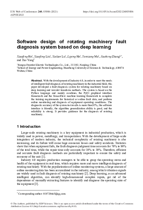 (PDF) Software design of rotating machinery fault diagnosis system ...